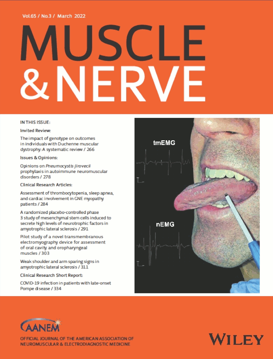 MUSCLE & NERVE cover, Vol.65 / No. 3 / March 2022